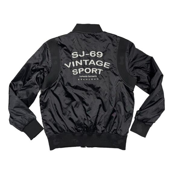 Sean John Other - Mens Satin Bomber Jacket Retro Y2k Black Spell out XL Sean John